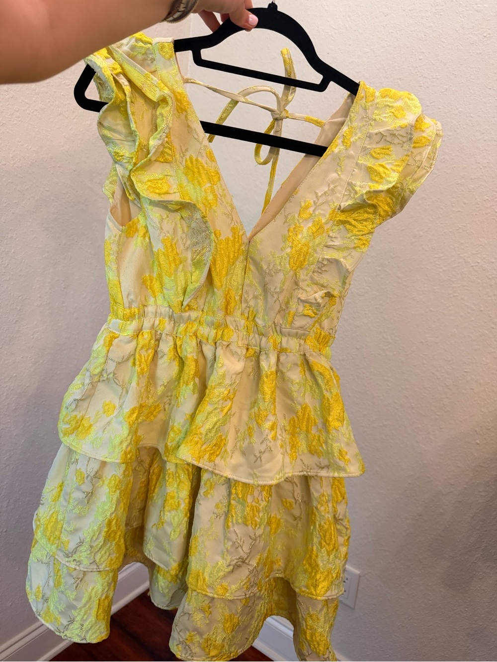 Buddy Love Yellow Floral Ruffle Mini Dress